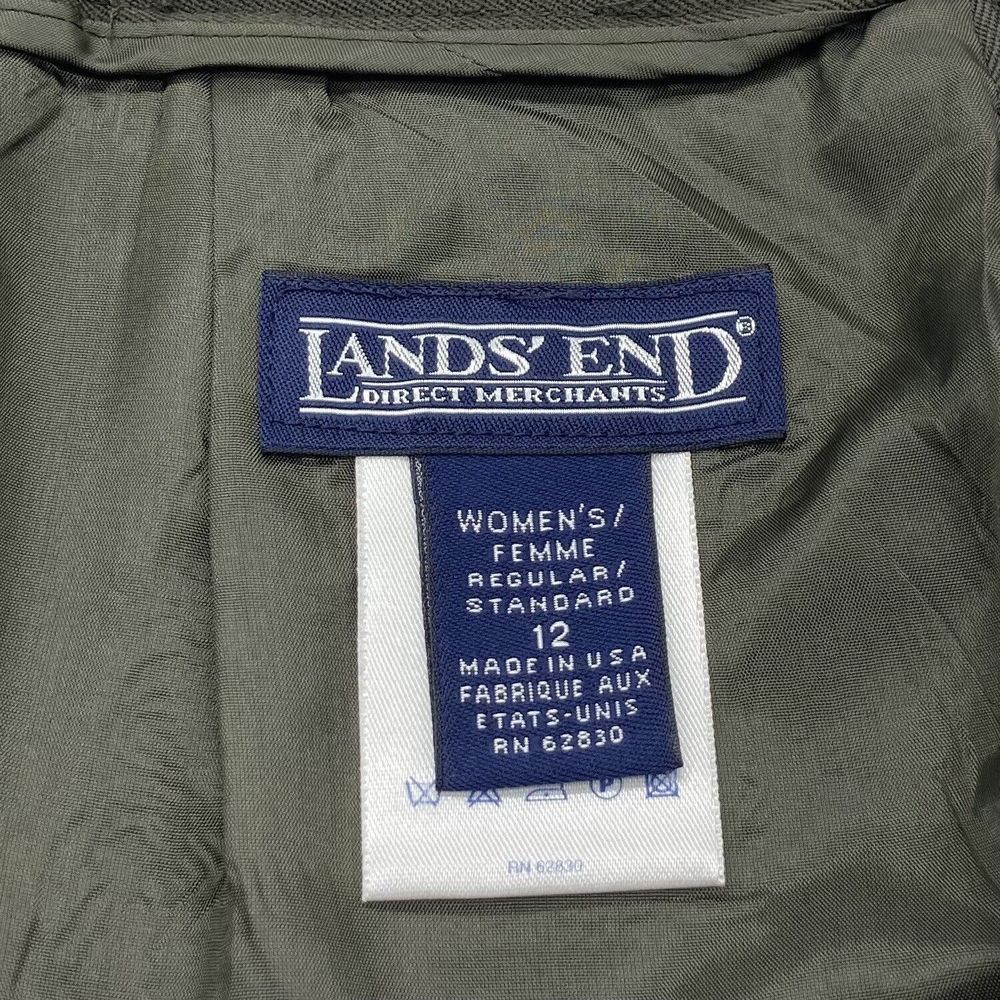 Lands End Sz 12 Pencil Skirt 100% Wool Back Slit Side Pockets Sage Green USA - Picture 3 of 11